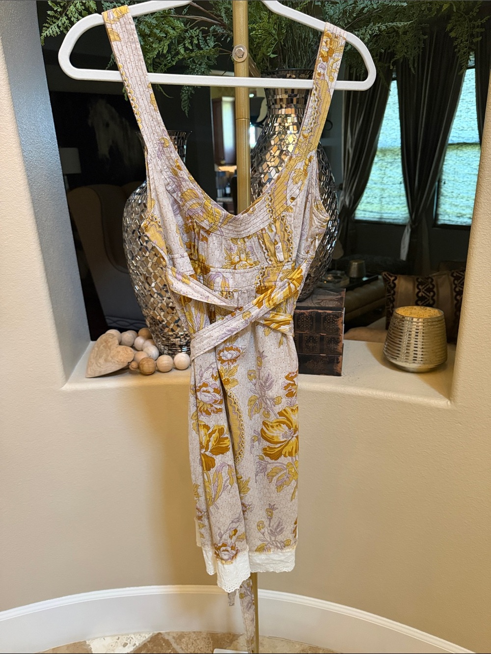 Free People Vintage inspired Floral Tie-Waist Boho Dress